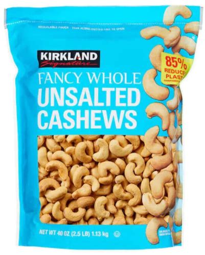 Kirkland Signature Fancy Whole Cashews 40 OZ 2 Pack Bag Unsalted