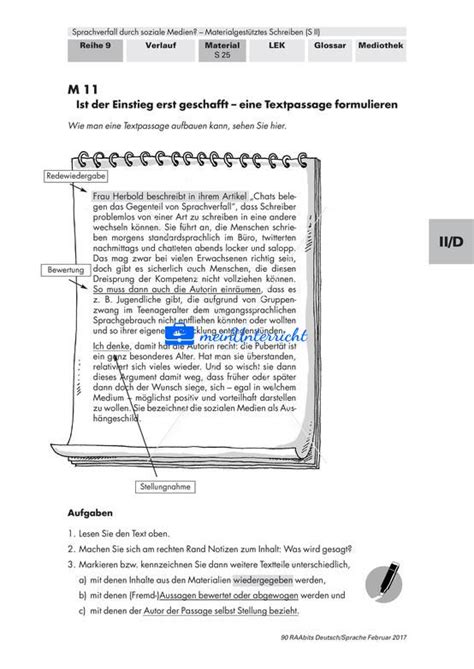 Materialgestütztes Schreiben Verfassen des Textes meinUnterricht