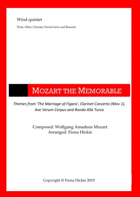 Mozart The Memorable Wind Quintet Arr Fiona Hickie By Wolfgang