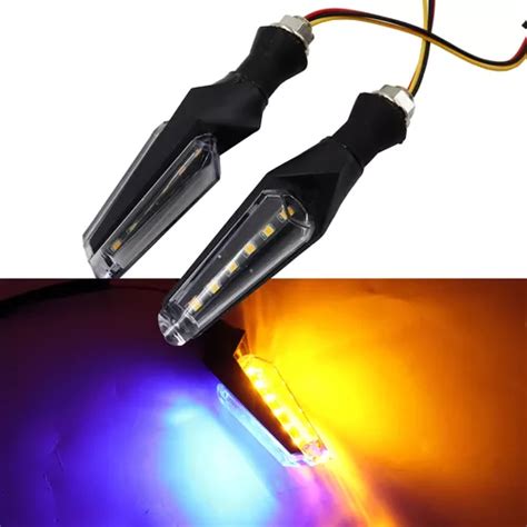 Luces Luz De Cruce Moto Led Universales Azul Ambar Par Mercadolibre