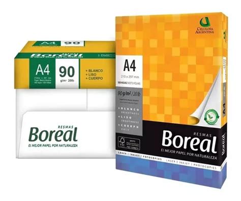 Kit 4 Resmas A4 Boreal 90 Gr 500 Hojas Papel Obra Caja Color Blanco X 4