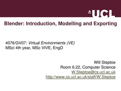 Ppt Blender Introduction Modelling And Exporting Powerpoint