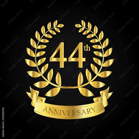 44th Golden Anniversary Logo First Celebration With Ribbon Stock