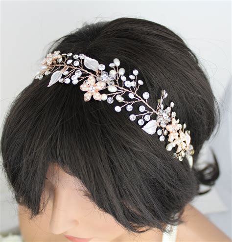 Rose Gold Hair Vine Rose Gold Wedding Headpiece Wedding Hair Etsy