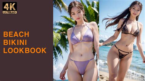 4k Ai Art 해변 비키니 Beach Bikini ビーチビキニ Realistic Lookbook Youtube