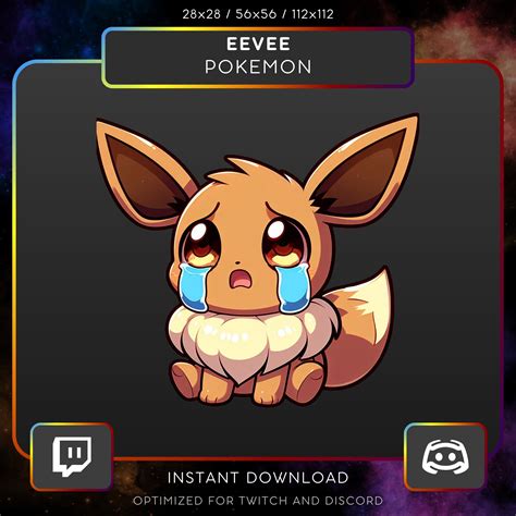 Pokemon Eevee Cry, Sad Emote for Twitch, Discord, Stream, Printable ...