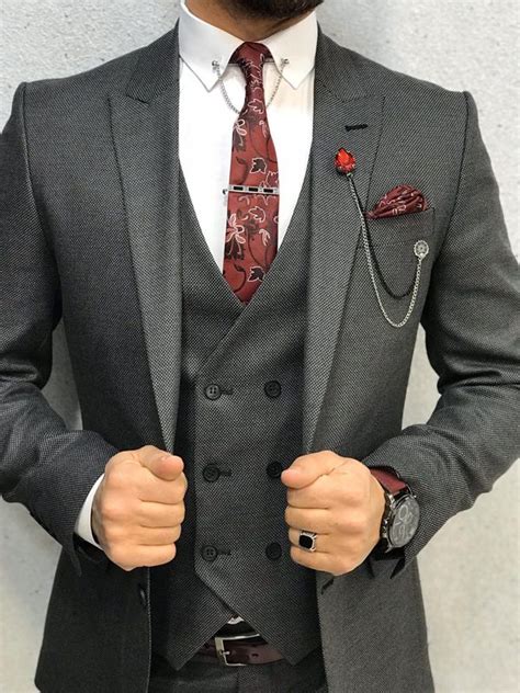 Rafael Gray Slim Fit Wool Suit 2 In 2020 Wool Suit Suits Slim Fit