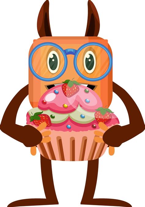 Monster with cake, illustration, vector on white background. 12267339 Vector Art at Vecteezy