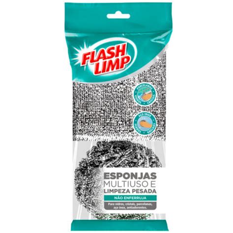 Kit 2 Unidades De Esponja Flash Limp Multiuso E Limpeza Pesada