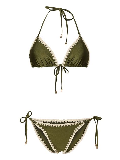 ZIMMERMANN Junie Crochet Edge Bikini Set Green FARFETCH