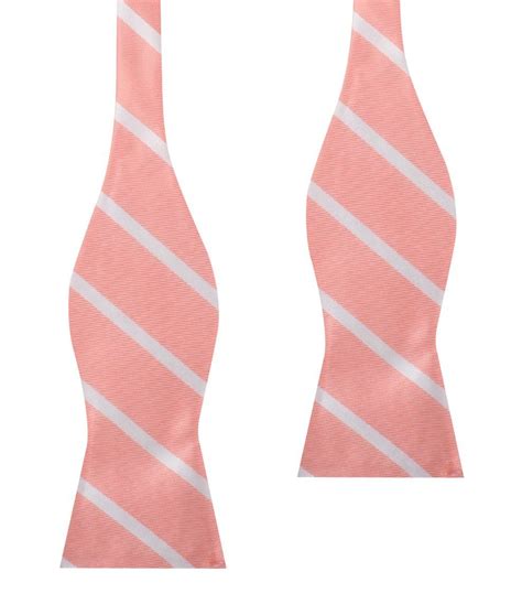 Peach Striped Self Bow Tie Bellini Pink Wedding Self Tied Bowtie Man