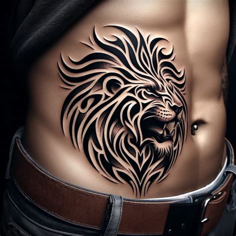 Fierce Lion Profile Tribal Tattoo Design | Masculine Energy | AI Art ...