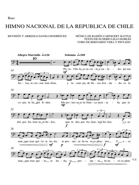 Himno Nacional De Chile Coro Bass Pdf Himnos Canciones