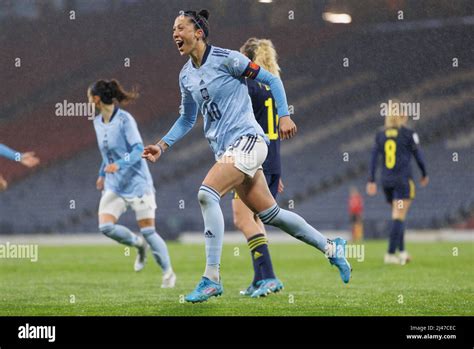 Spain's Jennifer Hermoso celebrates scoring their side's second goal of ...