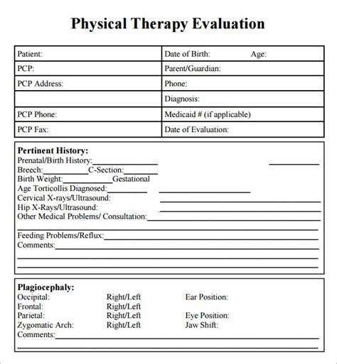 Free 5 Sample Physical Therapy Evaluation Templates In Pdf