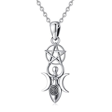 Triple Moon Goddess Necklace Pentagram Jewelry – itboyx.com