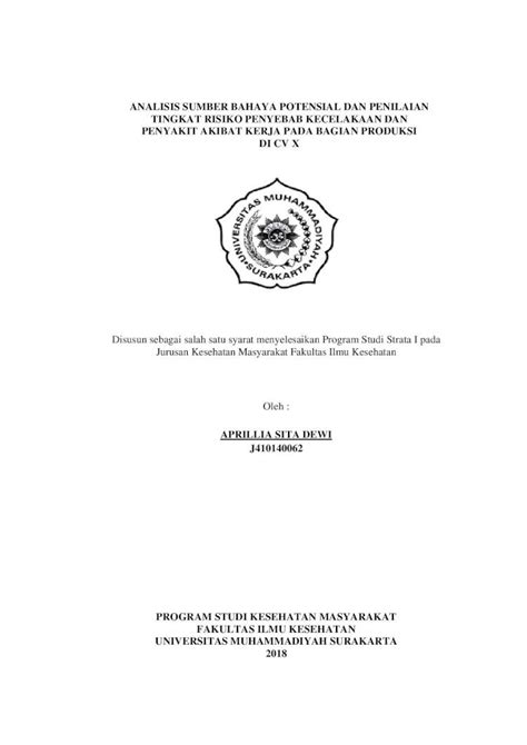 Pdf Analisis Sumber Bahaya Potensial Dan Penilaian Eprints Ums Ac