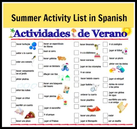 Summer Activities for Kids: Spanish List - Spanish Playground