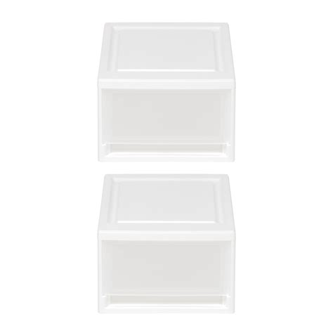 Iris Usa 6qt Plastic Storage Modular Stacking Drawers Set Of 2