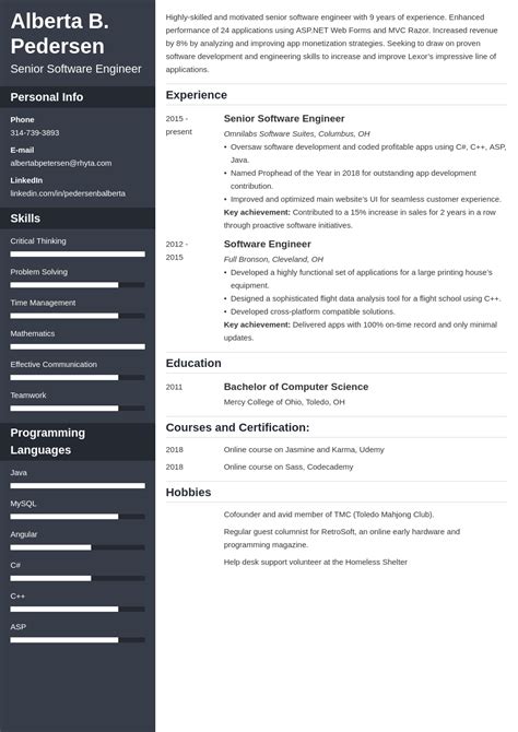 Senior Software Engineer Resume Examples Guide Tips