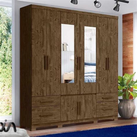 Guarda Roupa De Casal Castanho Wood Porto Plus Moval M Leroy Merlin