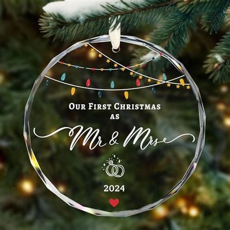 Wedding Ts For Couple First Christmas As Mr Mrs 2024 Ornament Crystal 3