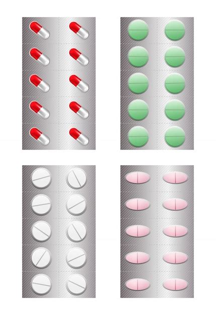 Premium Vector Set Of Realistic Pills In Blister Pack