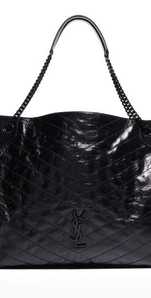 Saint Laurent Niki Large YSL Crinkled Calf Leather Shoulder Bag