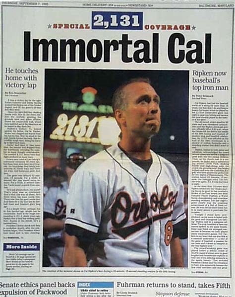 Cal Ripken Breaks Lou Gehrig S Record Rarenewspapers