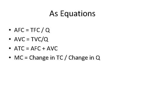 Production Costs Fixed Variable And Total Costs To