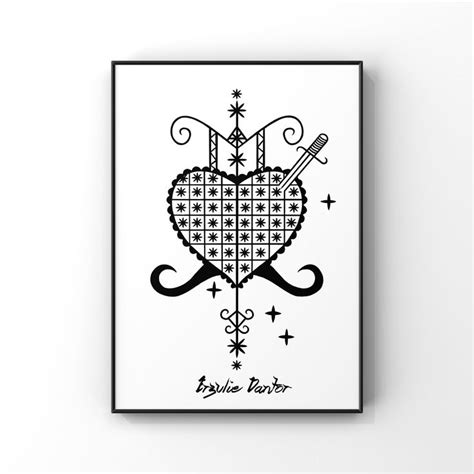 Veve Erzulie Dantor Voodoo Symbol Print Loa Sigil New Orleans Magic