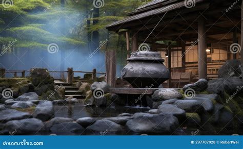 Japanese Style Outdoor Hot Spring Stock Illustration - Illustration of ...