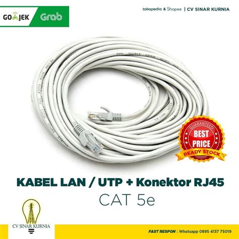 Jual KABEL LAN KABEL UTP Cat 5e SIAP PAKAI Konektor RJ45 5M 20M 30M