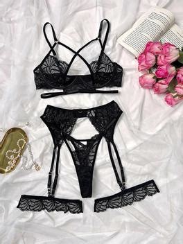 Suti Sexy De Renda Anel De A O E Detalhes Em Mesh Lingerie Muziskat Conjunto De