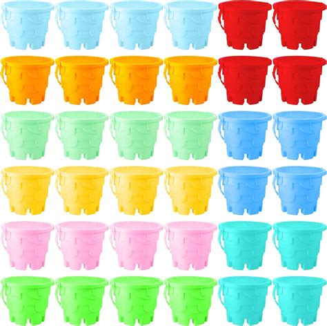 Gejoy 36 Pcs Beach Sand Castle Buckets Bulk 75 Inch Thick