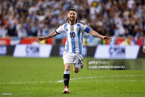 Topshot Argentinas Lionel Messi Celebrates Scoring A Goal During