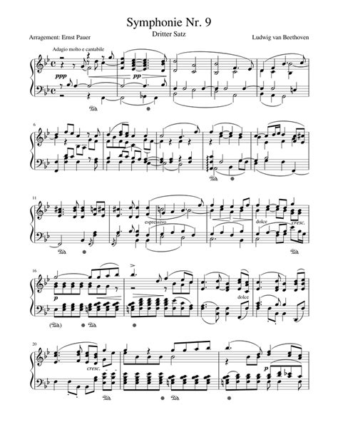 Beethoven Symphony No. 9 (3rd movement) for piano solo Sheet music for ...