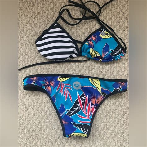 Swim Roxy String Bikini Bathingsuit Swimsuit Medium New Poshmark