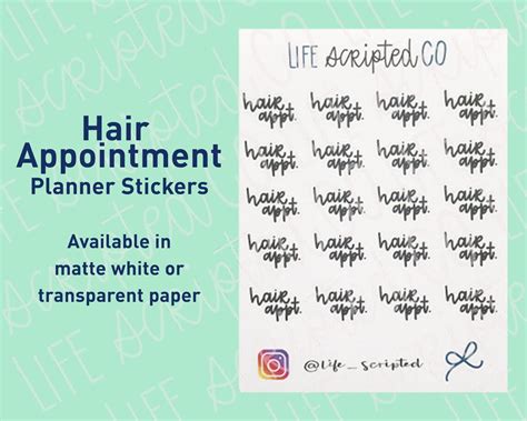 Hair Appointment Script Sticker Etsy