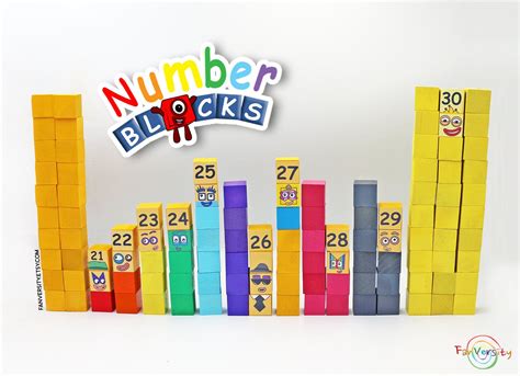 Numberblocks 21 30 Blocks Stackable Wooden Blocks - Etsy | Wooden blocks, Face stickers, Wooden