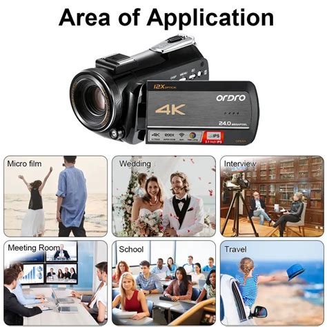 Ordro AC5 Professional Handheld Camcorder HDV 4K Video Camera 12X