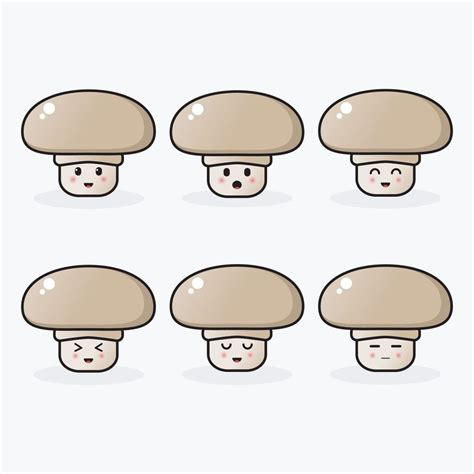 Set Of Cute Mushroom Cartoon Characters Vector Art At Vecteezy