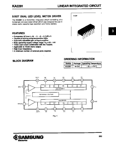 Ka2281 Datasheet13 Pages Samsung 5 Dot Dual Led Level Meter Driver