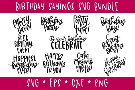 Birthday Sayings and Quotes SVG Bundle! (573141) | Hand Lettered ...