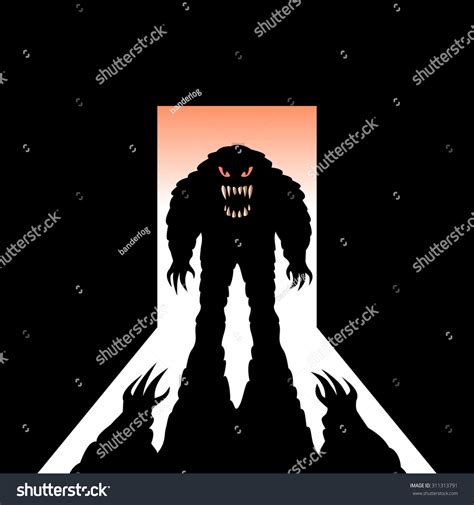 Monster Shadow Open Door Stock Vector Royalty Free 311313791