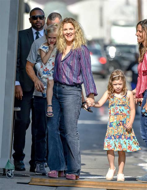 Drew Barrymore Arrives at Jimmy Kimmel Live with Her Daughters in ...