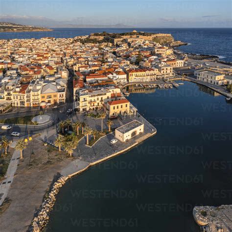 Aerial Of Venetian Harbor With A View Of Venetian Fortezza Rethymno