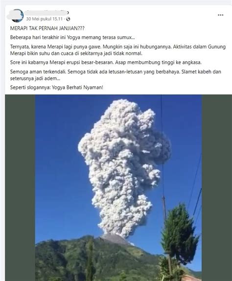 Cek Fakta Tidak Benar Foto Gunung Merapi Erupsi Besar Mei