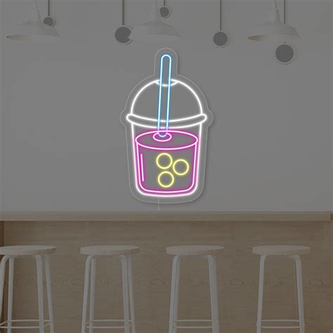 Boba Tea Cup Neon Sign Neon Sign Bubble Tea Milk Tea Neon Sign Dessert