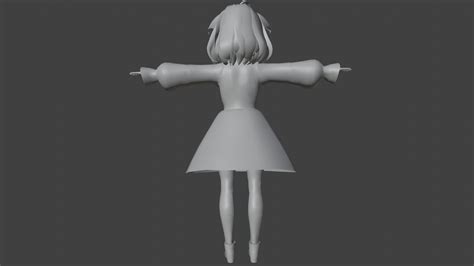 D Model Cute Anime Girl Character Yuko Vr Ar Low Poly Cgtrader